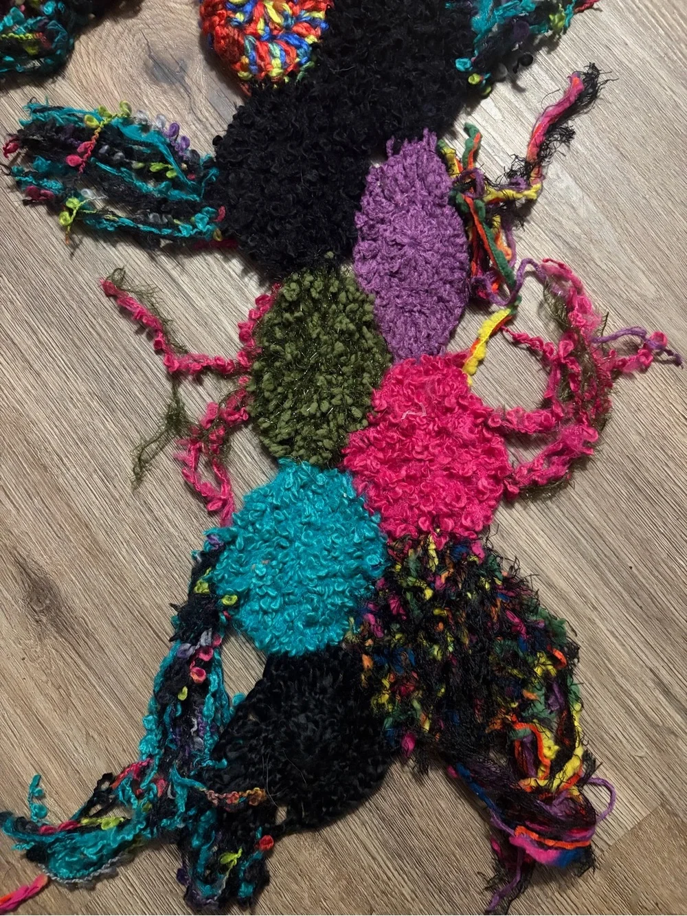 Steve Madden - Colorful Multi-Texture Loop Scarf with Bright Patchwork
